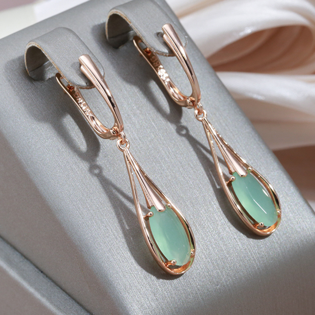 Pendientes de Oro Rosa de 18K Edición Especial con Piedra Natural