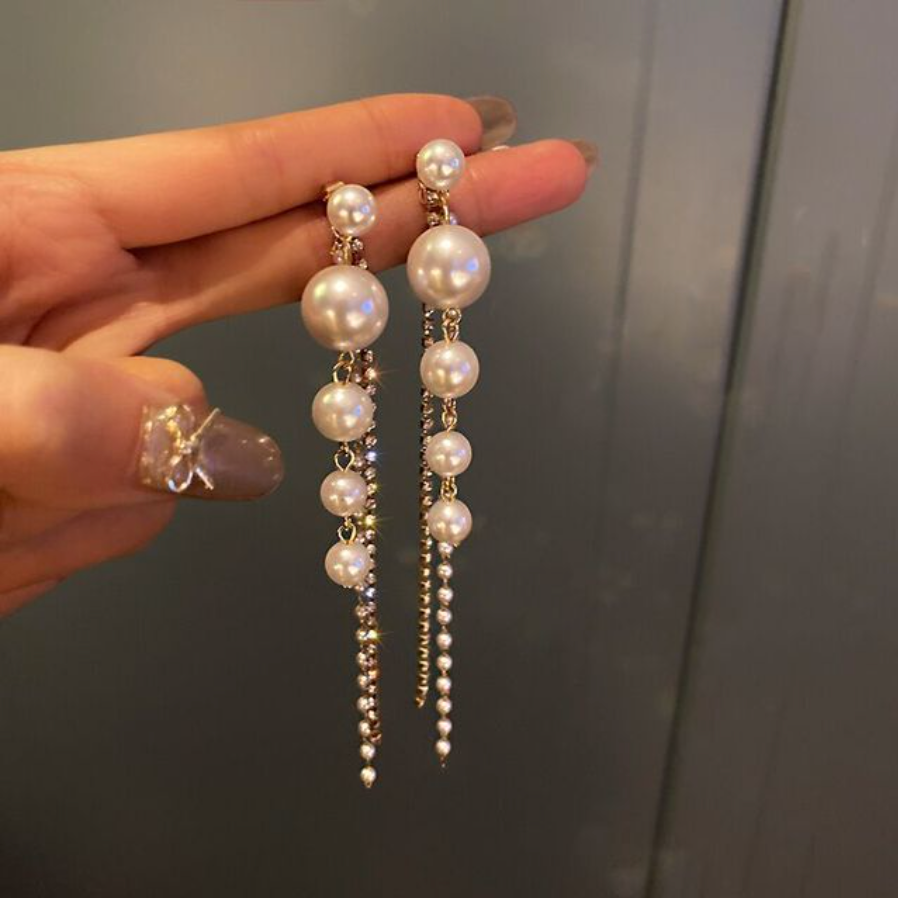 Pendientes colgantes de perlas hechos a mano