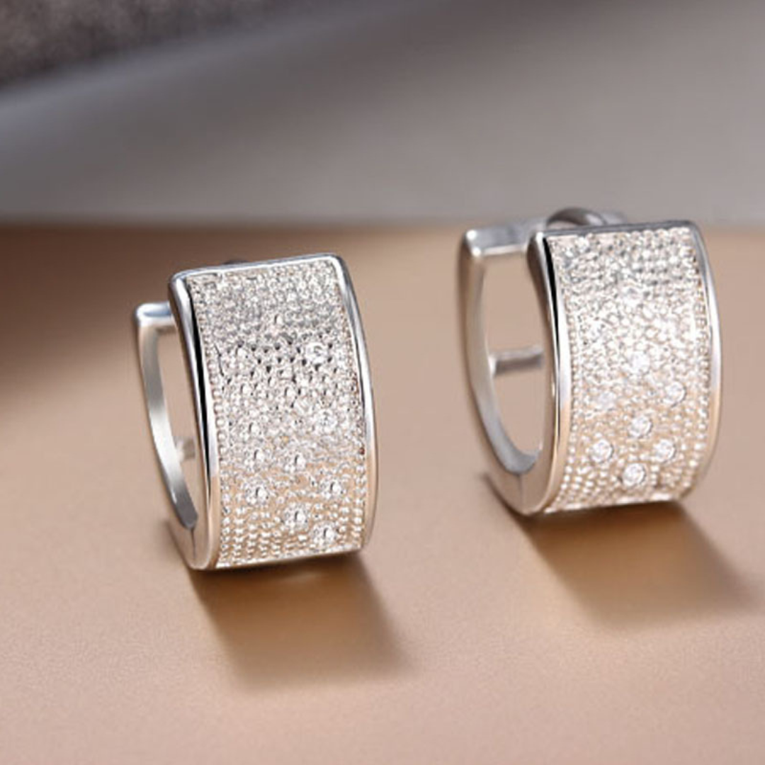 Pendientes de aro ancho grabados de plata de ley 925