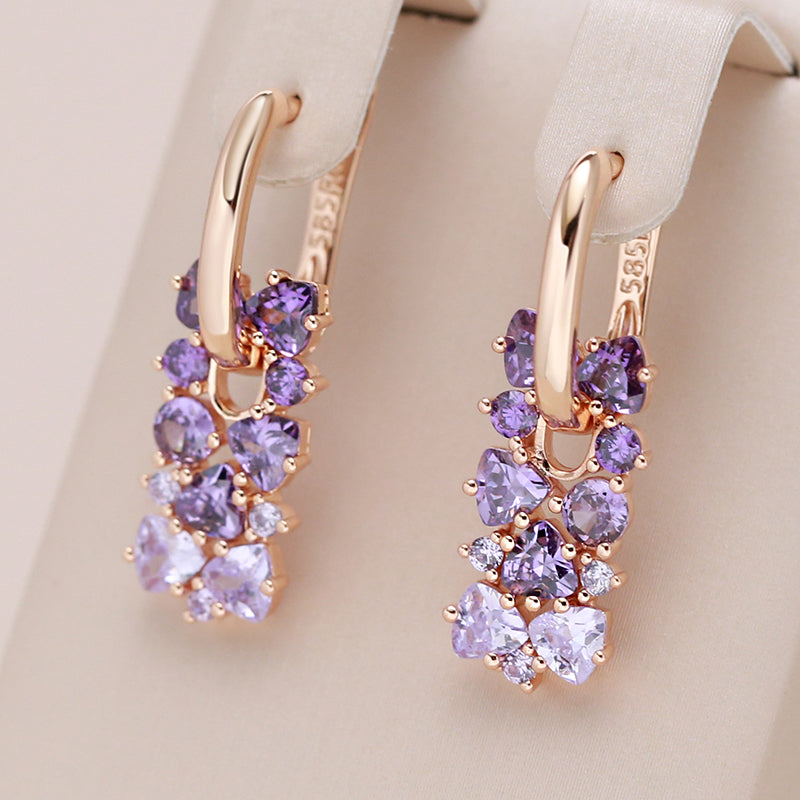 Pendientes de Oro Rosa de 18K hechos a mano con Amatistas