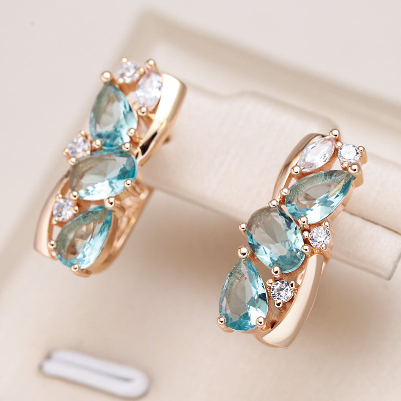 Pendientes Artesanales de Aguamarina bañados en Oro de 18K