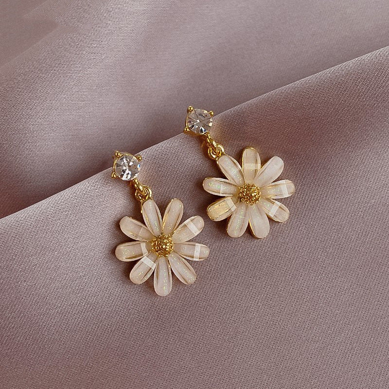 Pendientes de oro rosa de 18 quilates plateado perla margarita