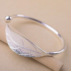 Pulsera ajustable en forma de hoja de plata de ley 925