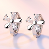 Pendientes de aro florales de plata de ley 925 con circonitas plateadas