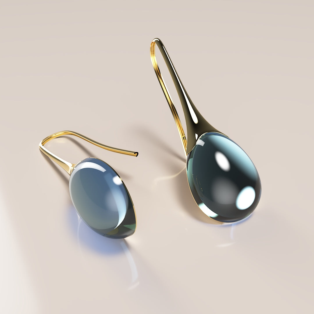 Chapado en Oro de 18K Lujosos Pendientes de Cristal de Murano
