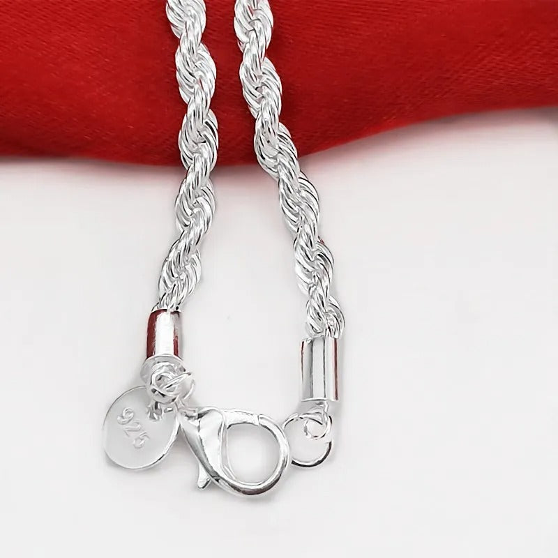 Pulsera de cuerda trenzada en plata de ley 925