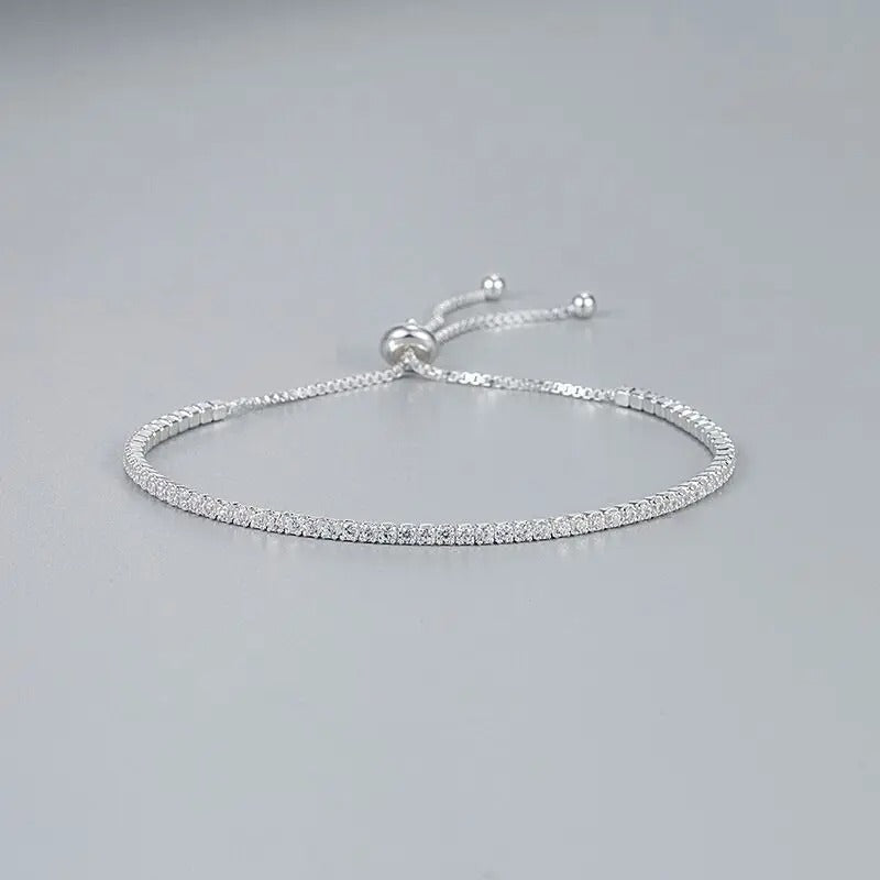 Preciosa pulsera de plata de ley 925 y circonitas